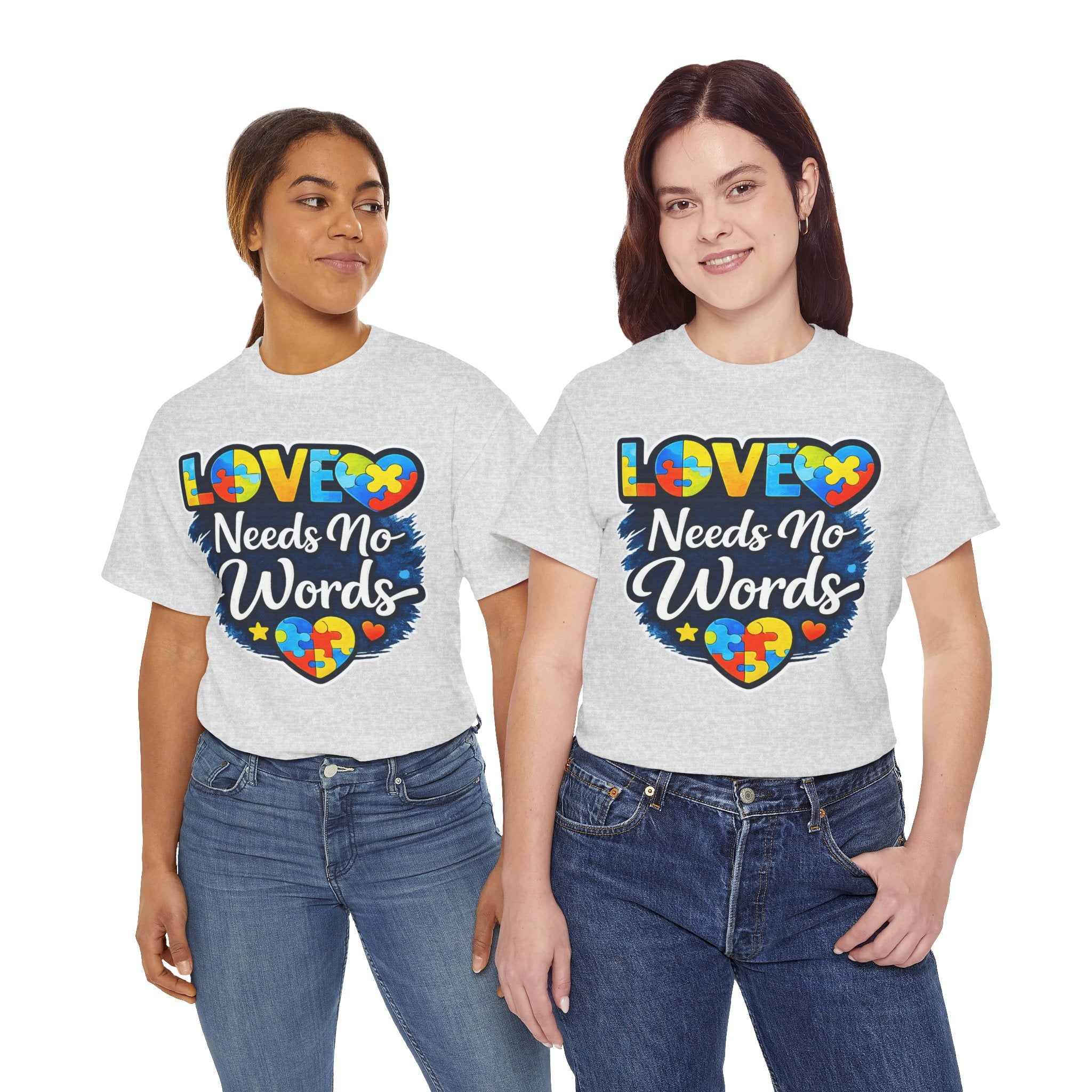Autism Mom Shirt Love Needs No Words Tee, Autism Awareness T Shirt, Neurodiversity Gift, Puzzle Heart Shirt, Special Needs Mom Gift