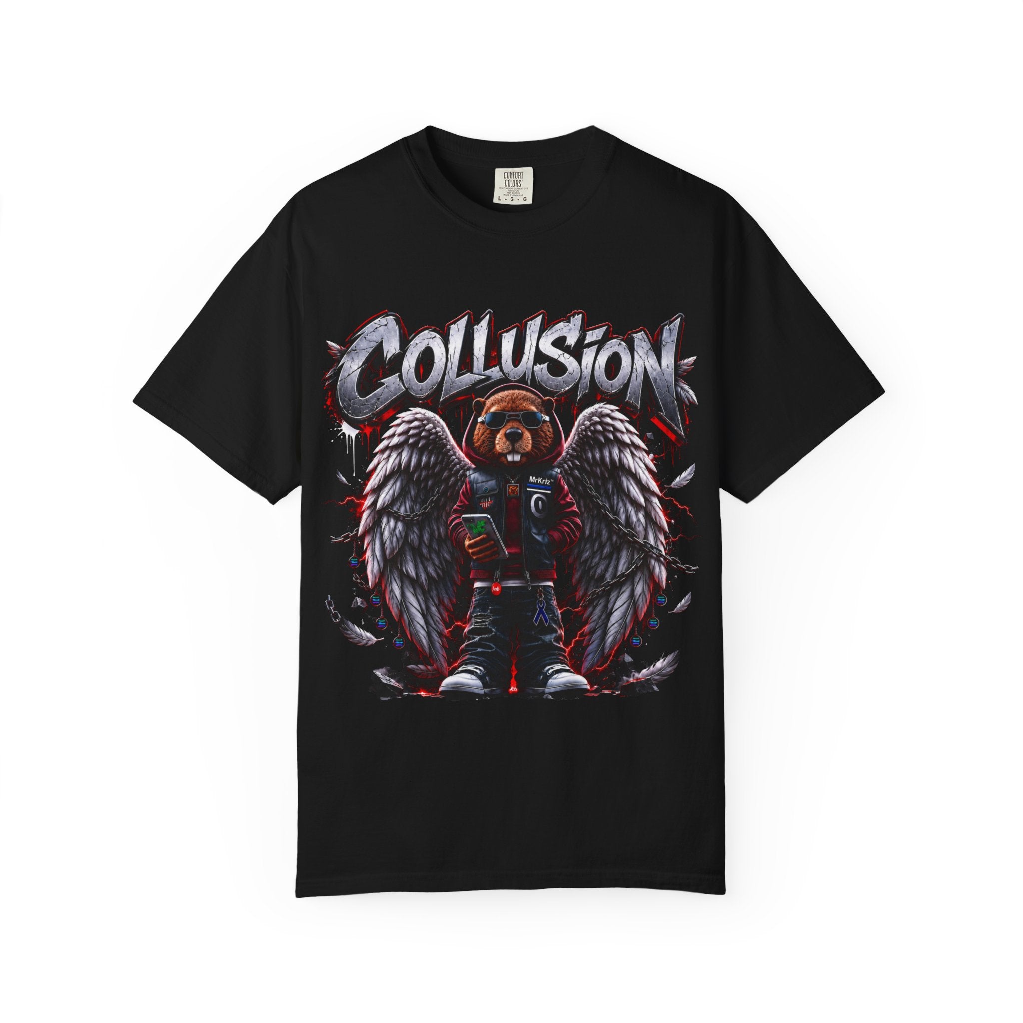 Collusion Beaver graphic garment-dyed unisex t-shirt