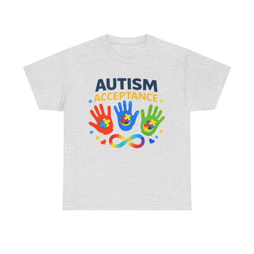 Autism Acceptance Shirt, Neurodiversity Awareness Tee, Puzzle Piece Rainbow Hands Shirt, Autism Mom Dad Gift, April Awareness Shirt