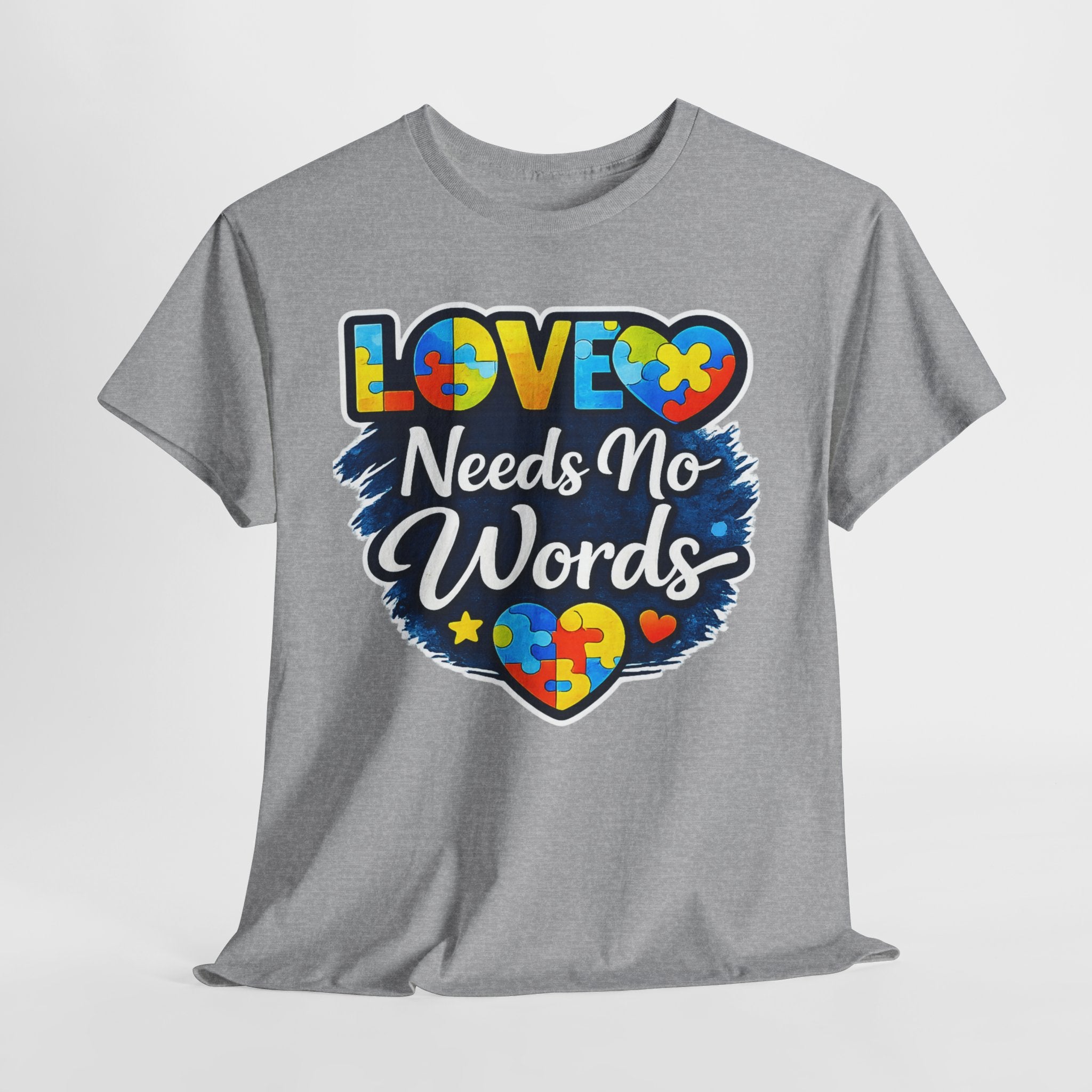 Autism Mom Shirt Love Needs No Words Tee, Autism Awareness T Shirt, Neurodiversity Gift, Puzzle Heart Shirt, Special Needs Mom Gift