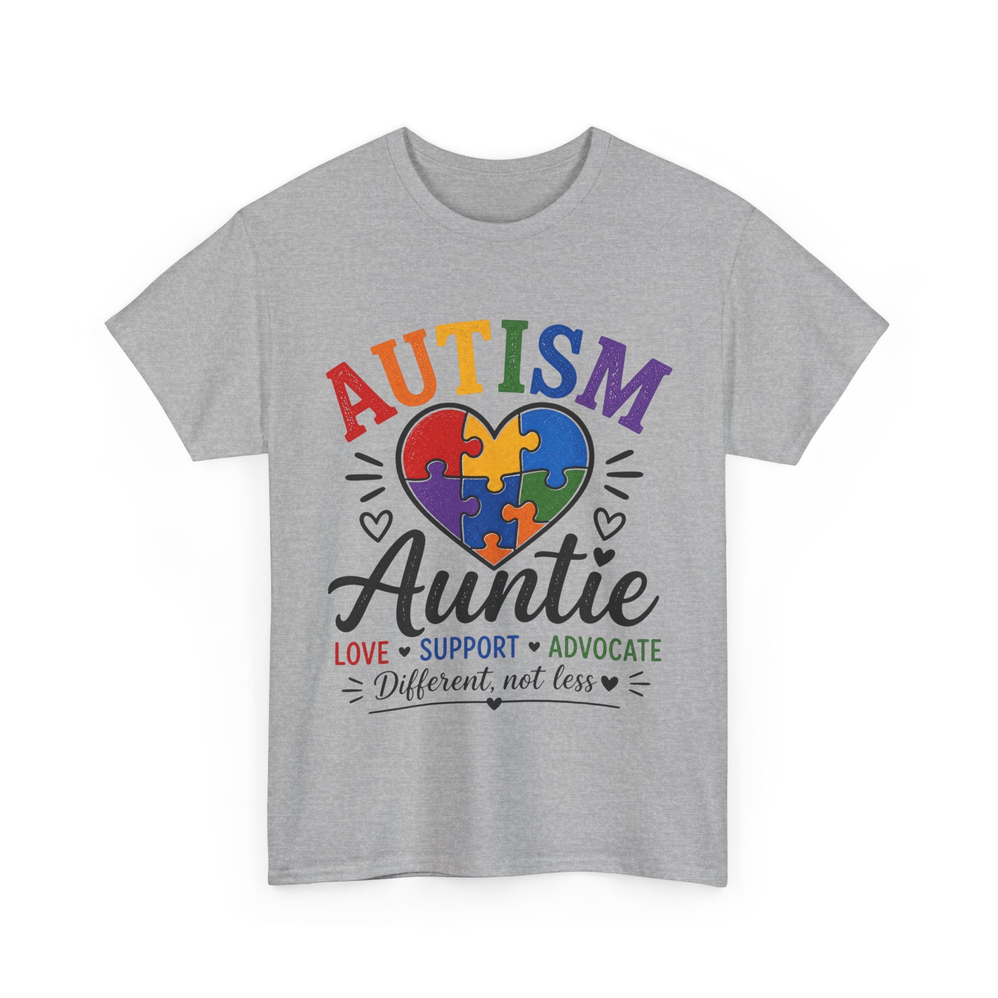Autism Auntie Shirt, Puzzle Heart Tee, Autism Awareness Gift, Love Support Advocate Shirt, Different Not Less Tee, Neurodiversity Shirt