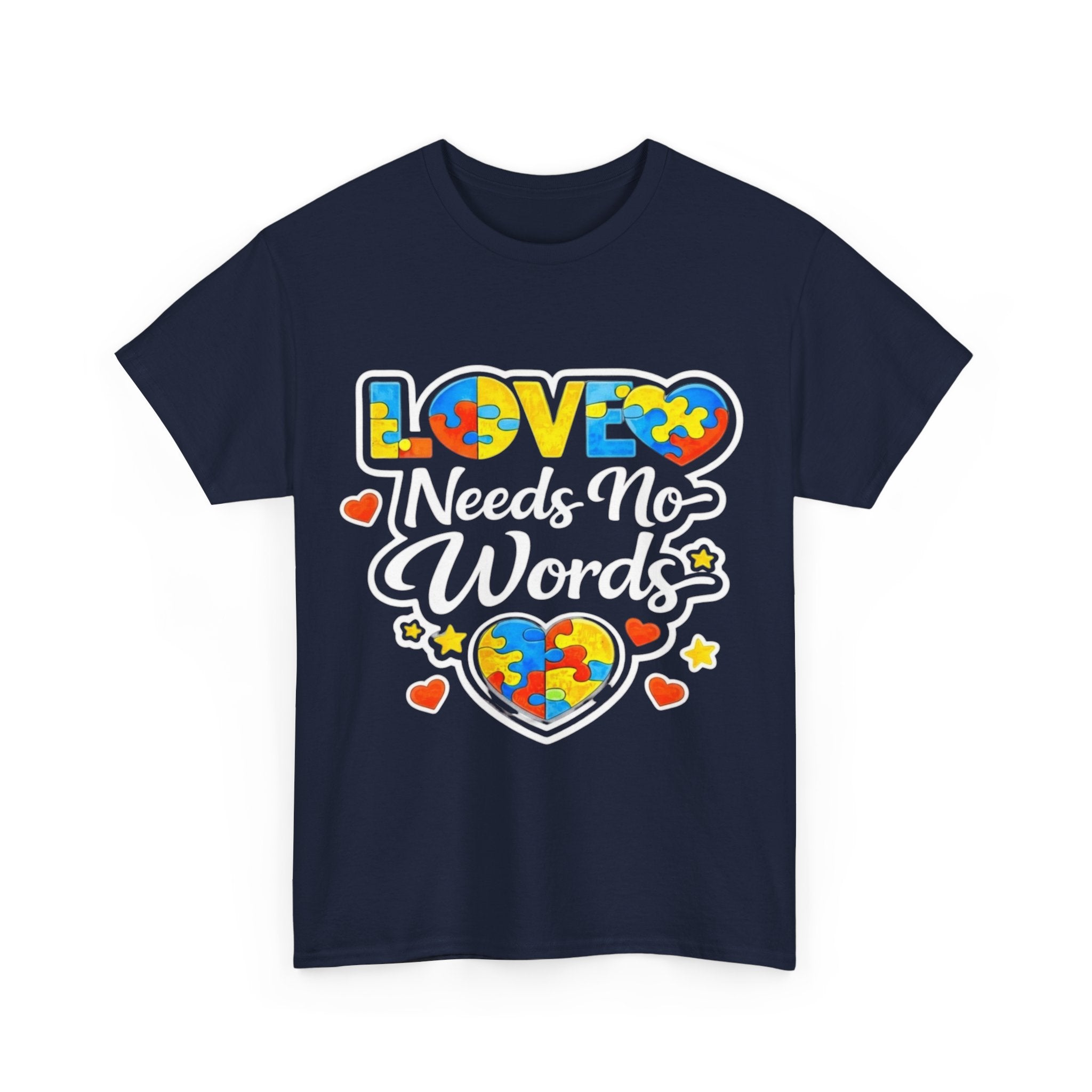 Autism Mom Shirt Love Needs No Words Tee, Autism Awareness T Shirt, Neurodiversity Gift, Puzzle Heart Shirt, Special Needs Mom Gift