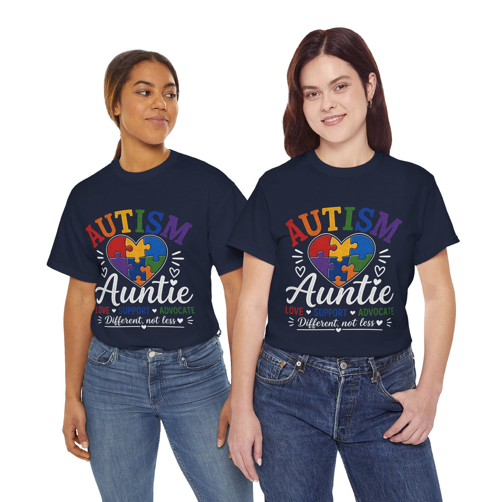 Autism Auntie Shirt, Puzzle Heart Tee, Autism Awareness Gift, Love Support Advocate Shirt, Different Not Less Tee, Neurodiversity Shirt