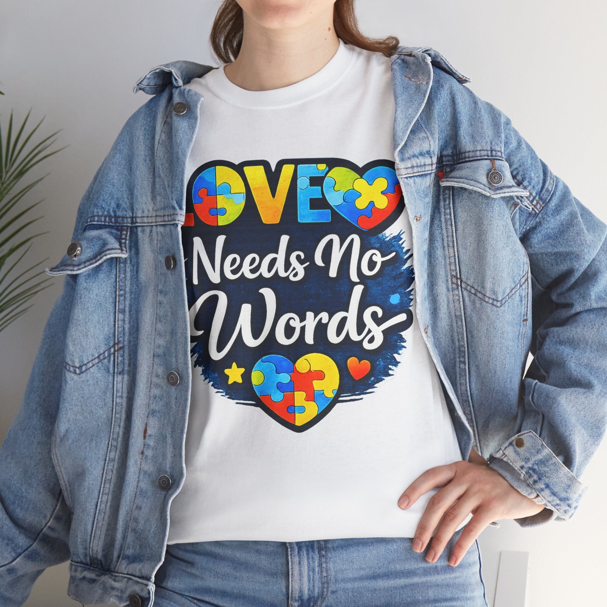 Autism Mom Shirt Love Needs No Words Tee, Autism Awareness T Shirt, Neurodiversity Gift, Puzzle Heart Shirt, Special Needs Mom Gift