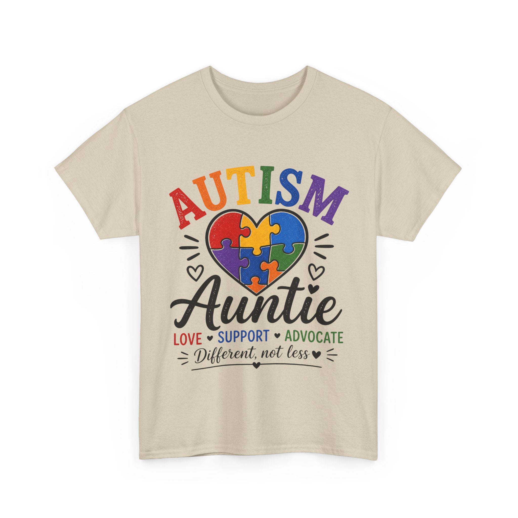 Autism Auntie Shirt, Puzzle Heart Tee, Autism Awareness Gift, Love Support Advocate Shirt, Different Not Less Tee, Neurodiversity Shirt