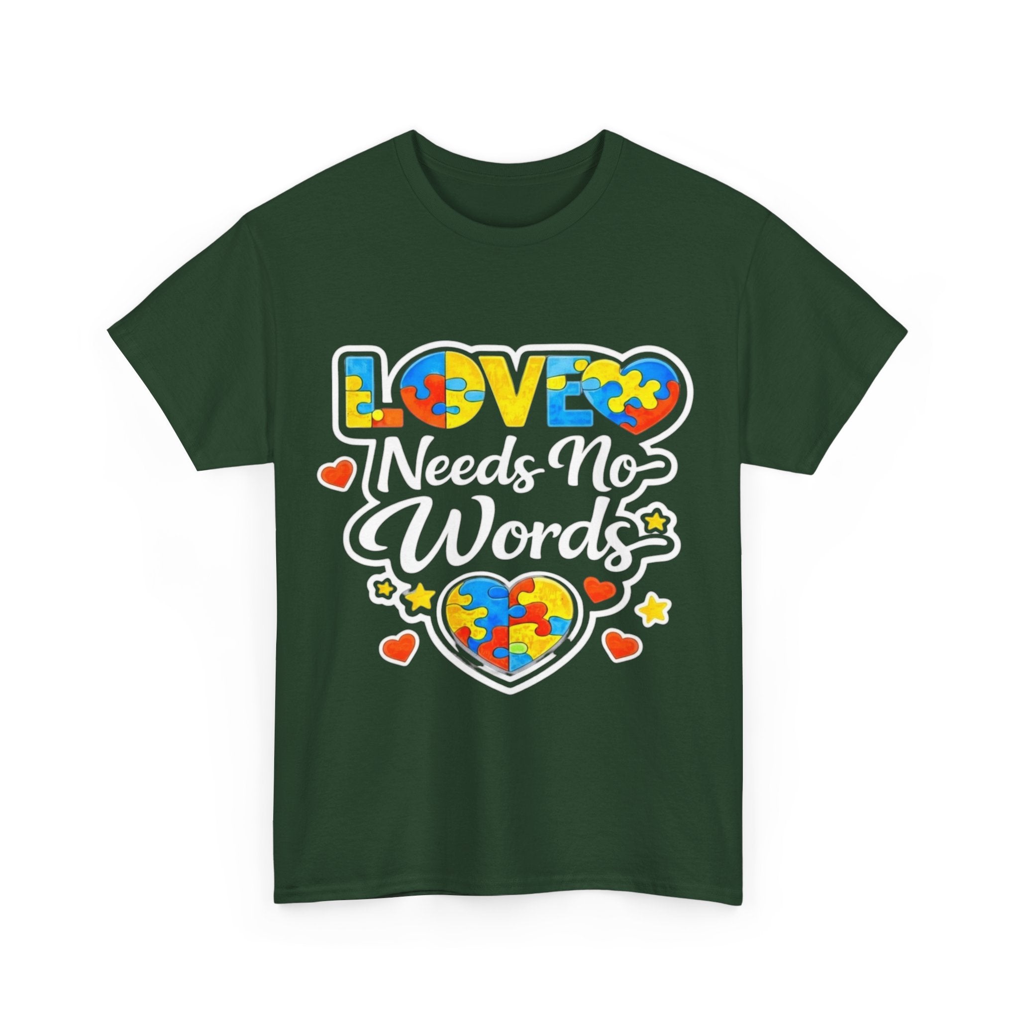 Autism Mom Shirt Love Needs No Words Tee, Autism Awareness T Shirt, Neurodiversity Gift, Puzzle Heart Shirt, Special Needs Mom Gift