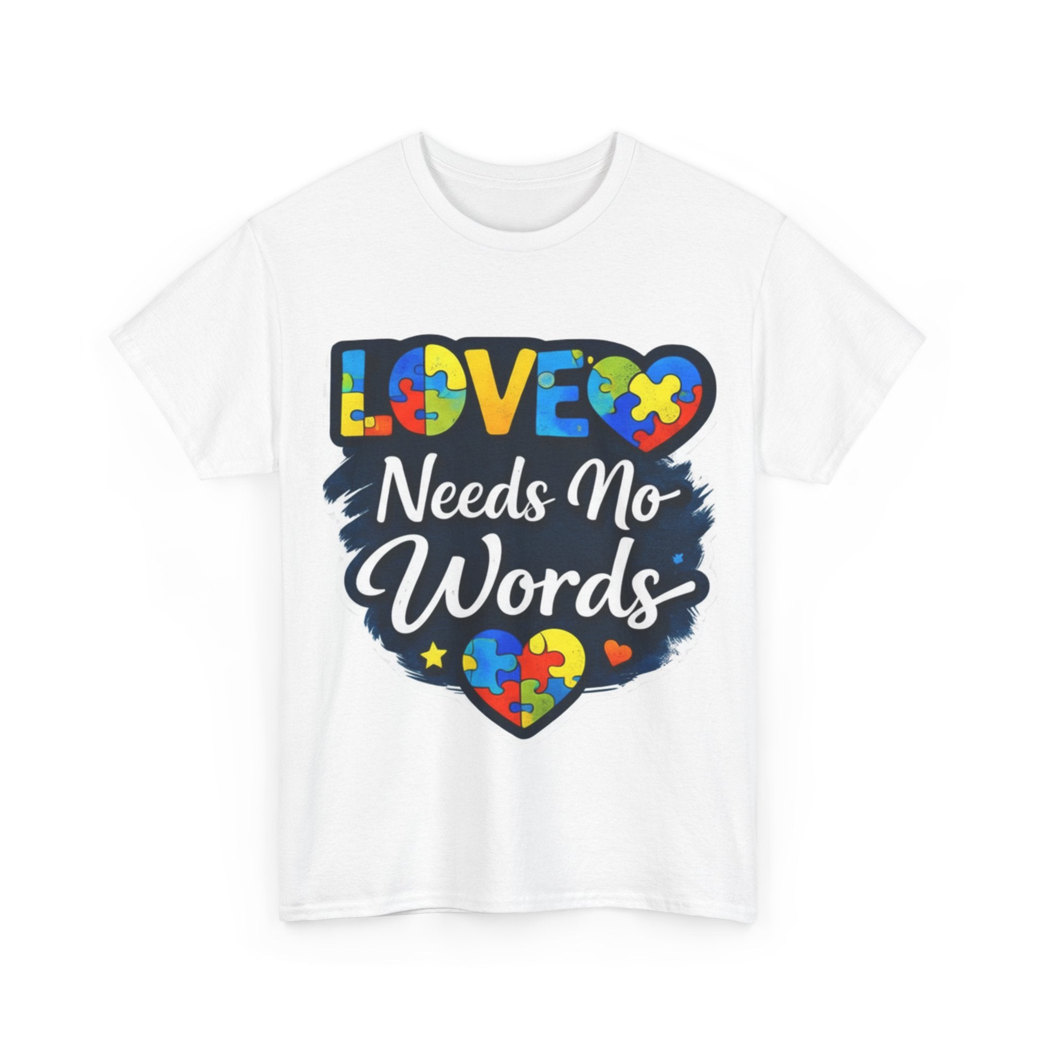 Autism Mom Shirt Love Needs No Words Tee, Autism Awareness T Shirt, Neurodiversity Gift, Puzzle Heart Shirt, Special Needs Mom Gift