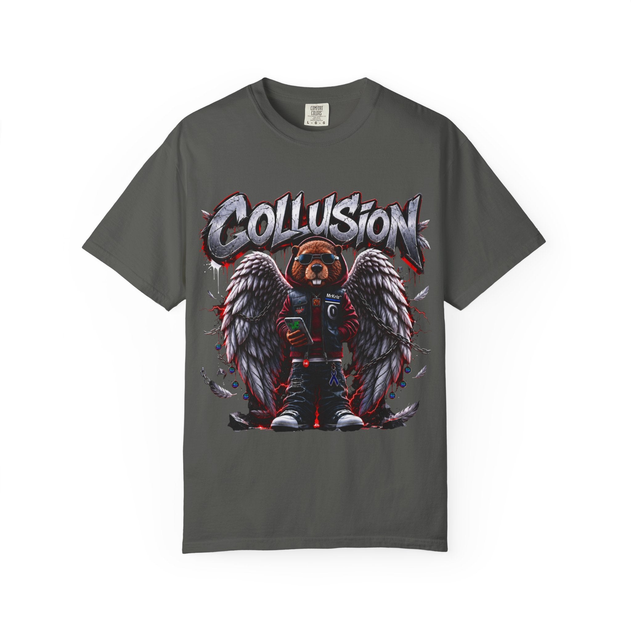 Collusion Beaver graphic garment-dyed unisex t-shirt