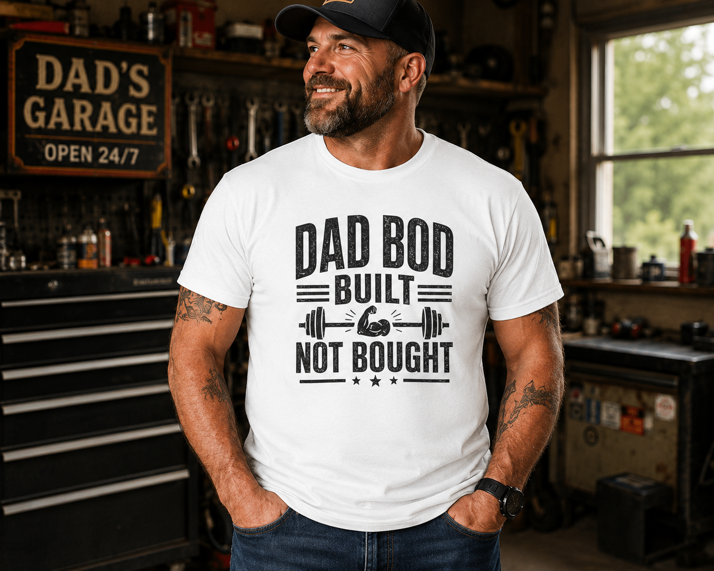 Dad Bod Built Not Bought T-Shirt | Funny Father's Day Gift