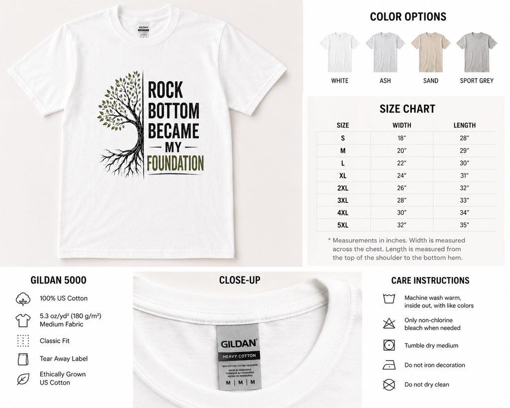 T-Shirt — "Rock Bottom Became My Foundation" Inspirational Tee