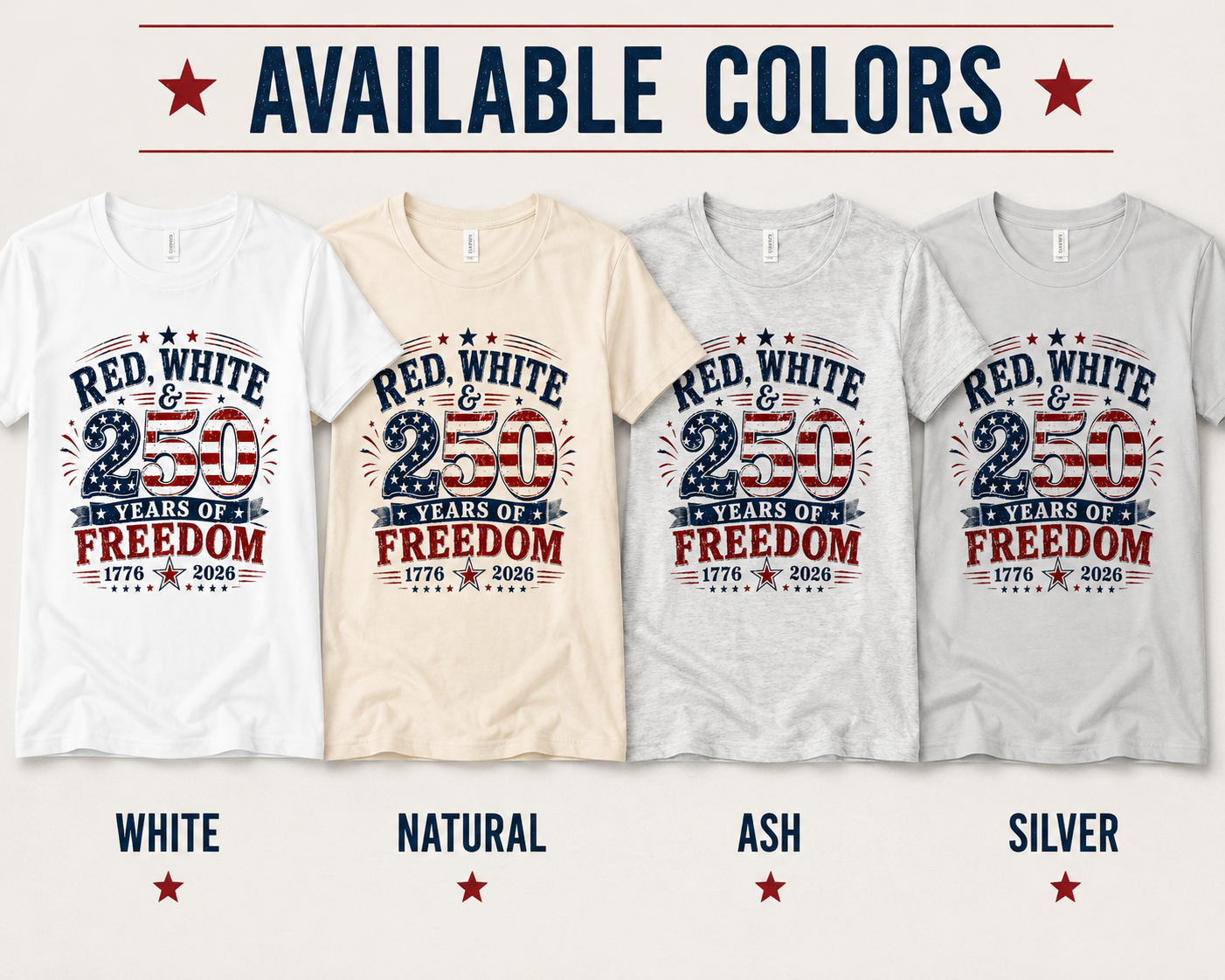 Red, White & 250 Years of Freedom 1776-2026 T-Shirt