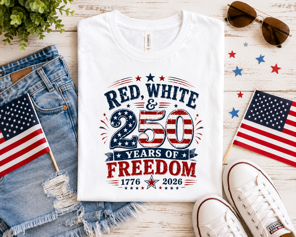 Red, White & 250 Years of Freedom 1776-2026 T-Shirt