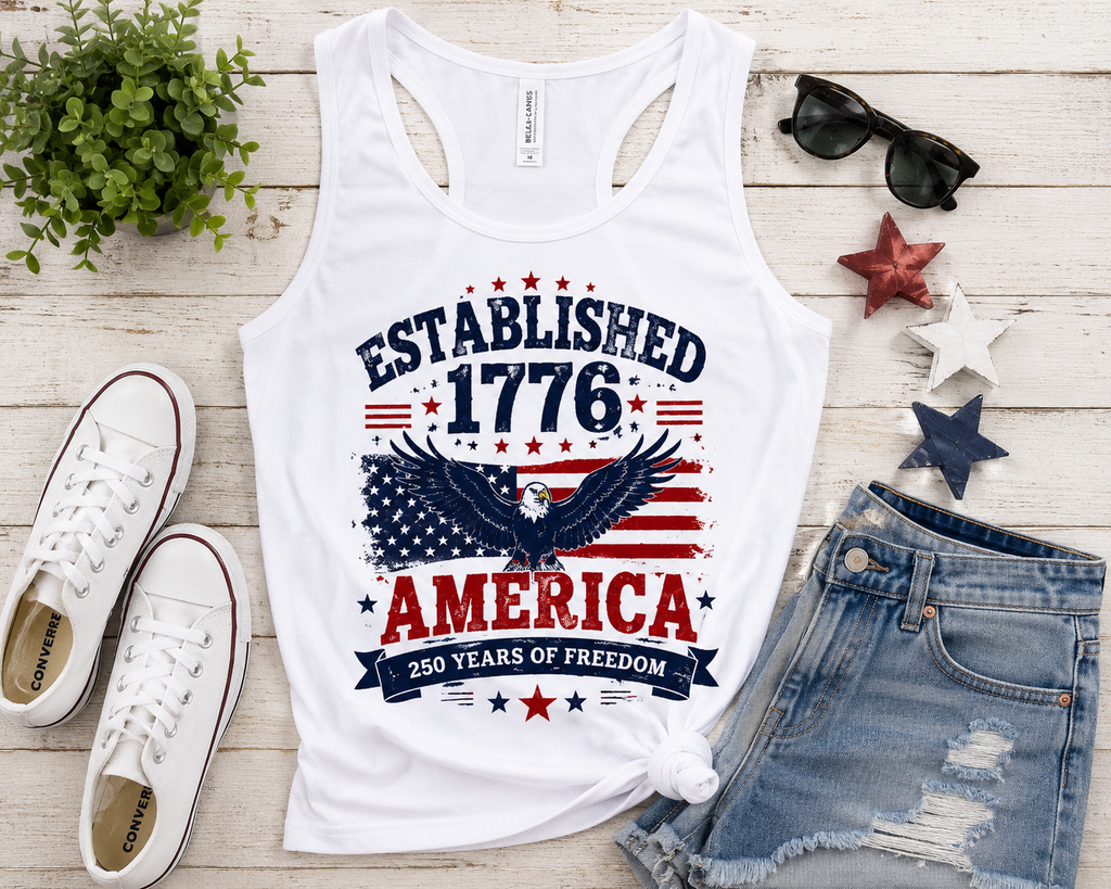 America Established 1776 Tank Top — Patriotic 4th of July Independence Day Tee