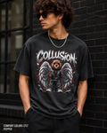 Collusion Beaver Graphic T-Shirt – front view with bold COLLUSION lettering and winged beaver design
