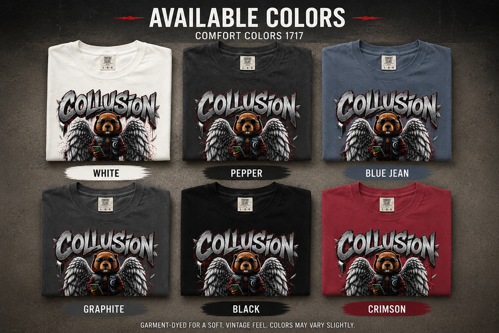 Collusion Beaver Graphic T-Shirt – back/side view showing tubular knit construction and relaxed silhouette