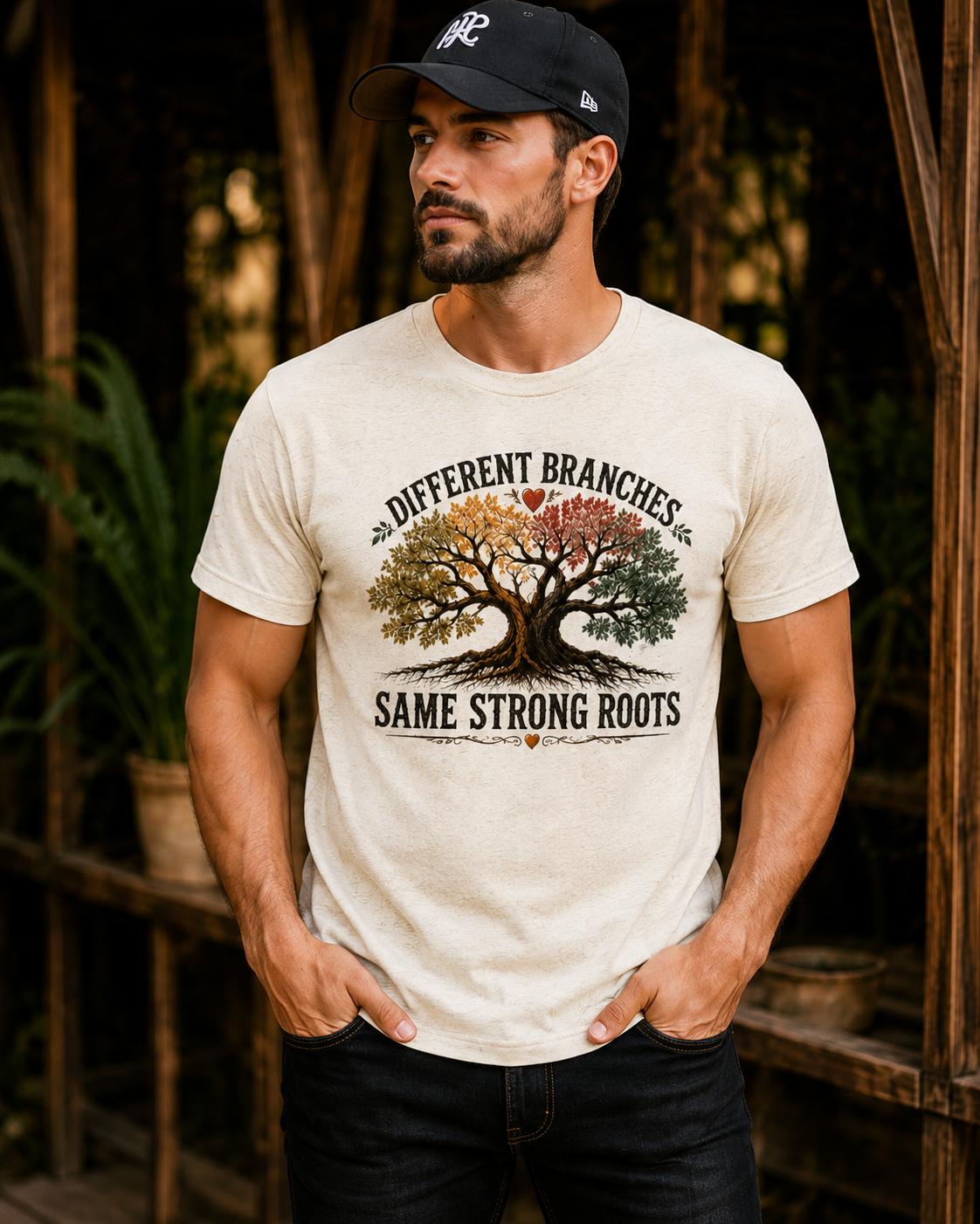 Family Tree Different Branches Same Strong Roots boho t-shirt