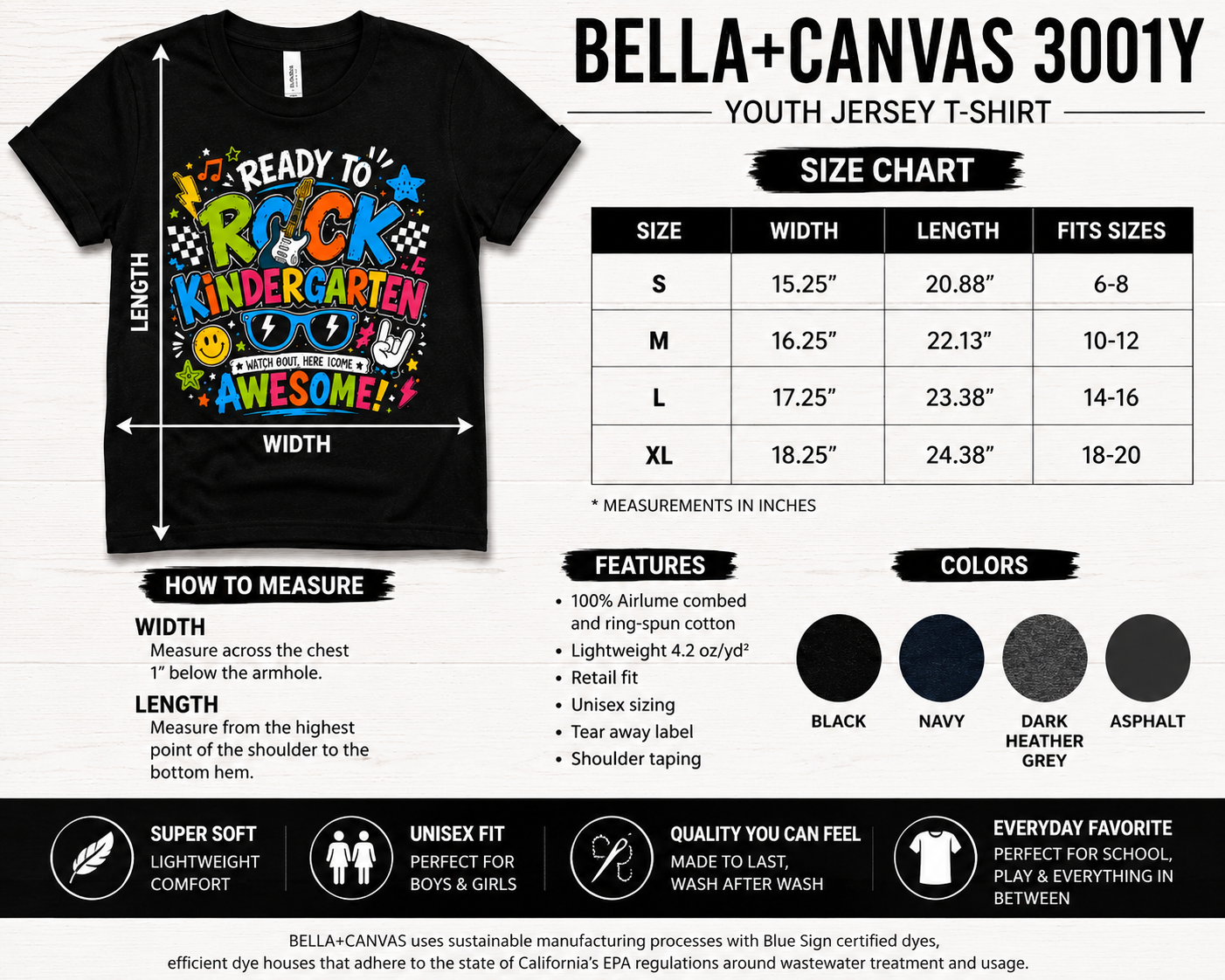 Ready To Rock Kindergarten first day of school kids graphic tee