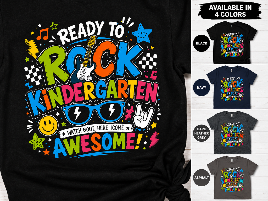Ready To Rock Kindergarten first day of school kids graphic tee