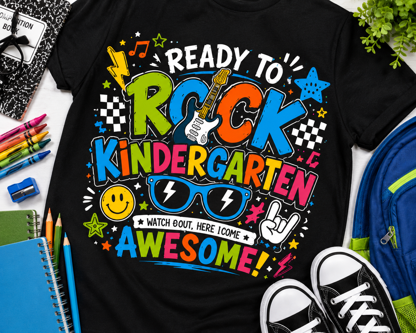 Ready To Rock Kindergarten first day of school kids graphic tee