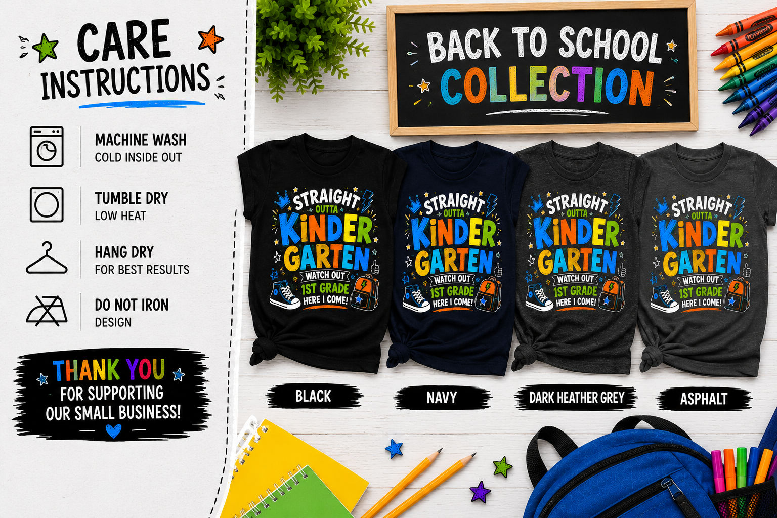 Straight Outta Kindergarten First Grade Here I Come kids back-to-school t-shirt