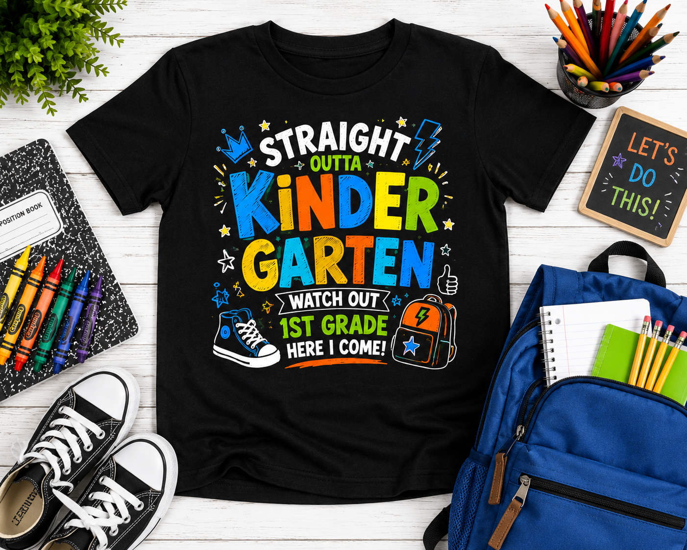 Straight Outta Kindergarten First Grade Here I Come kids back-to-school t-shirt