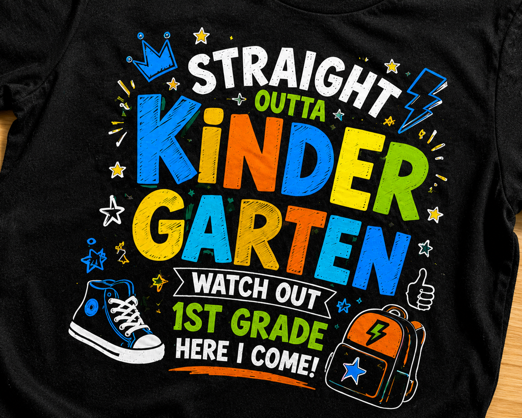 Straight Outta Kindergarten First Grade Here I Come kids back-to-school t-shirt