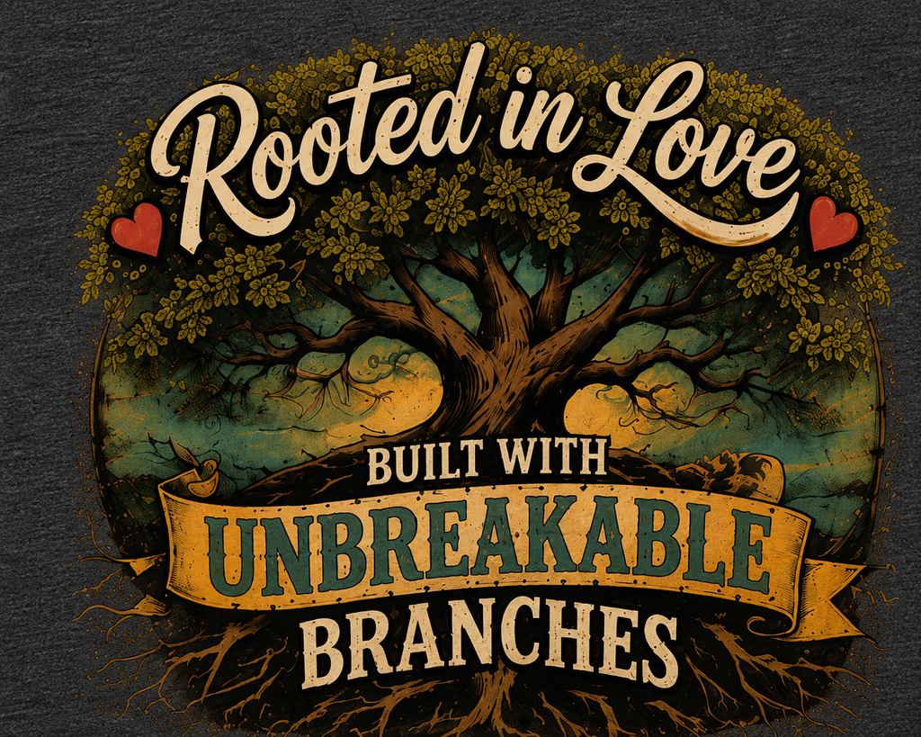 Rooted In Love Unbreakable Branches family tree Bella Canvas unisex tee
