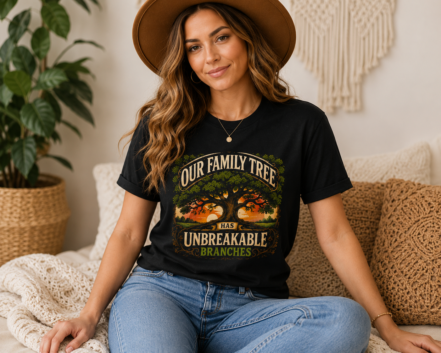 Rooted in Love Unbreakable Branches boho family tree legacy unisex tee