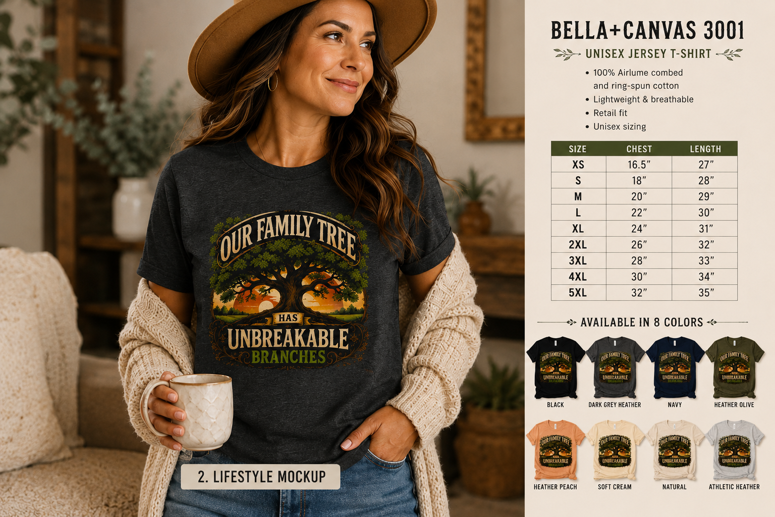 Rooted in Love Unbreakable Branches boho family tree legacy unisex tee