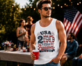 America 250 Red White & 250 Years of Freedom patriotic tank top