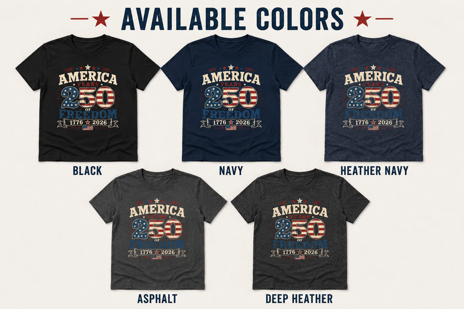 America 250 Years of Freedom 1776-2026 patriotic Independence Day Bella Canvas tee