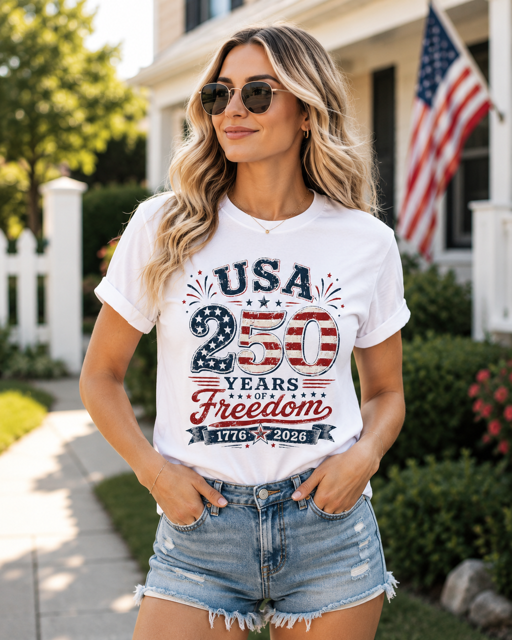 USA 250 Years of Freedom patriotic Fourth of July Bella Canvas unisex tee