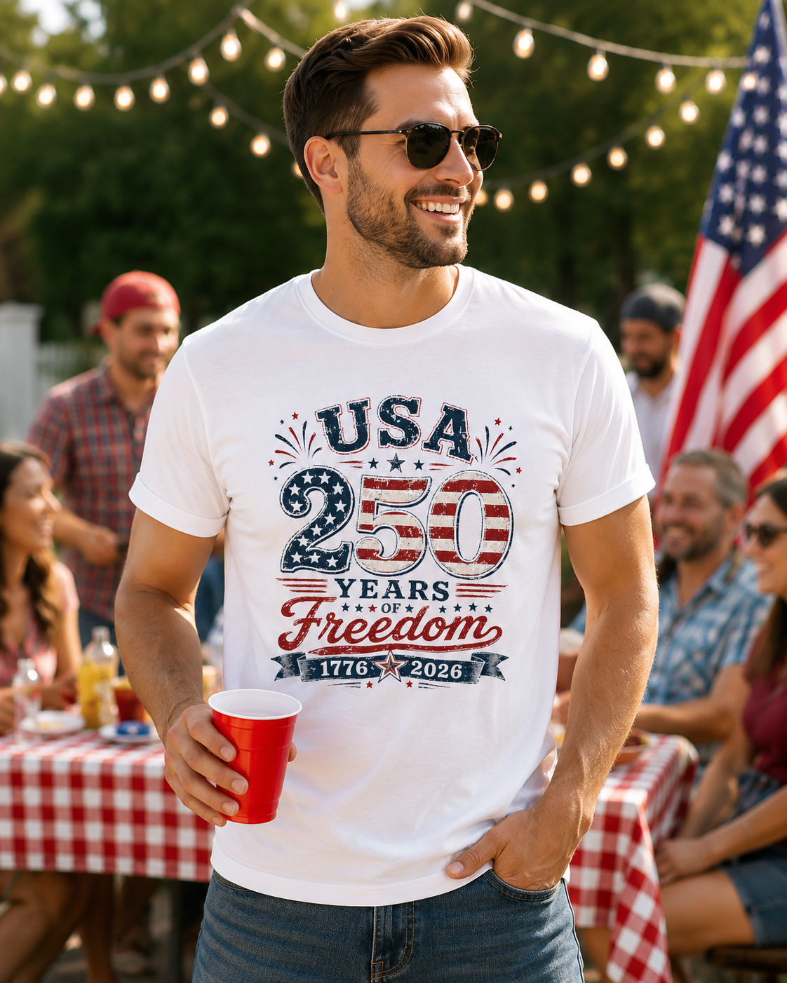 USA 250 Years of Freedom patriotic Fourth of July Bella Canvas unisex tee