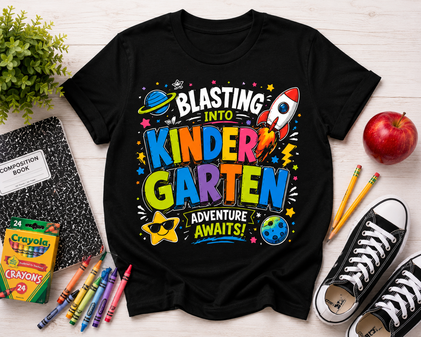 Blasting Into Kindergarten rocket ship kids back-to-school t-shirt