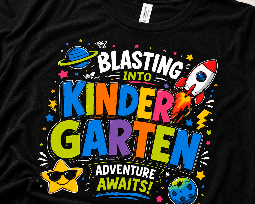 Blasting Into Kindergarten rocket ship kids back-to-school t-shirt