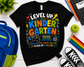 Level Up Kindergarten Class of 2039 gamer Bella Canvas kids back-to-school tee