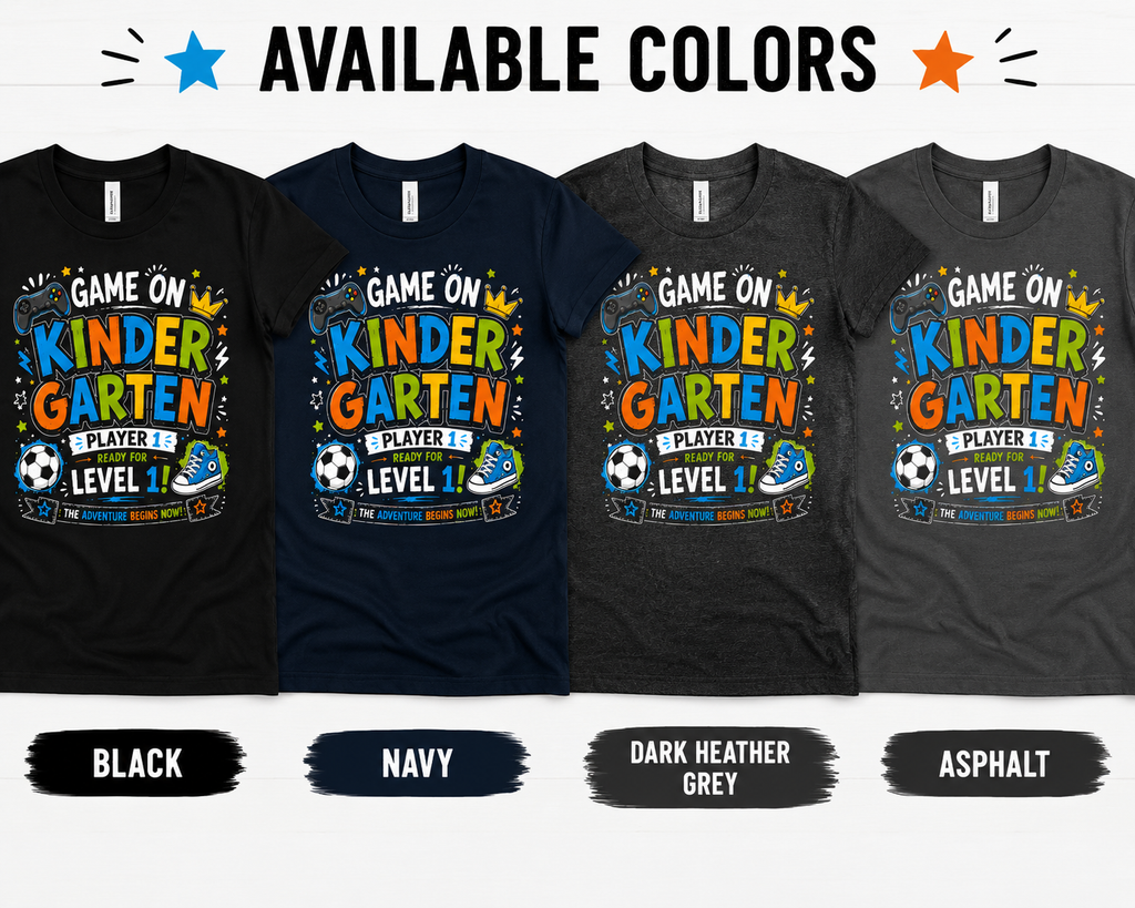 Game On Level Up Kindergarten Class of 2039 first day of school kids gamer tee