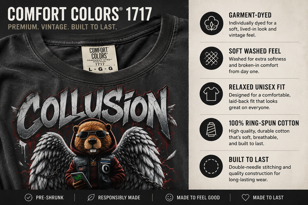 Collusion Beaver graphic garment-dyed unisex t-shirt