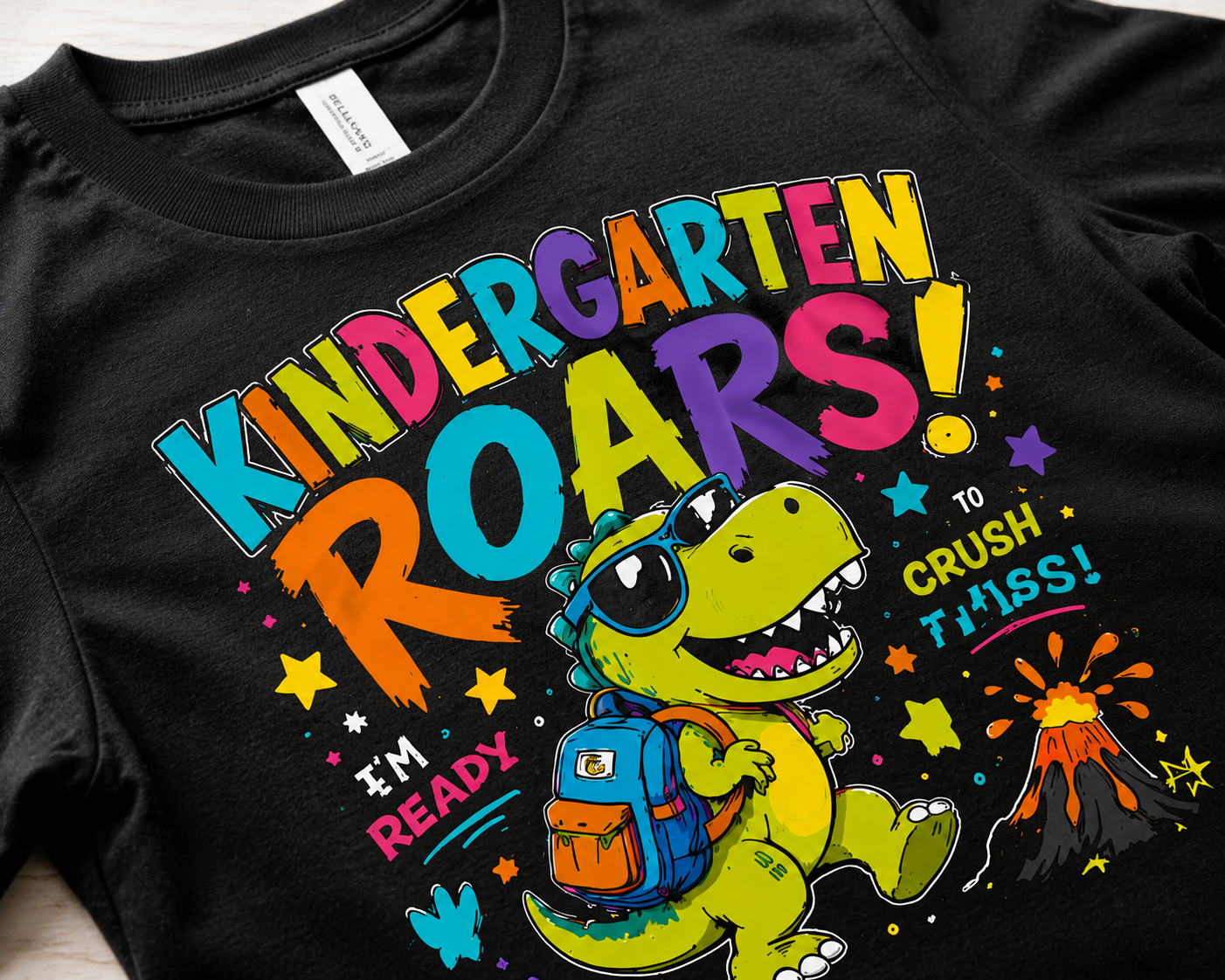 Kindergarten Dinosaur Roars first day of school kids dino back-to-school tee
