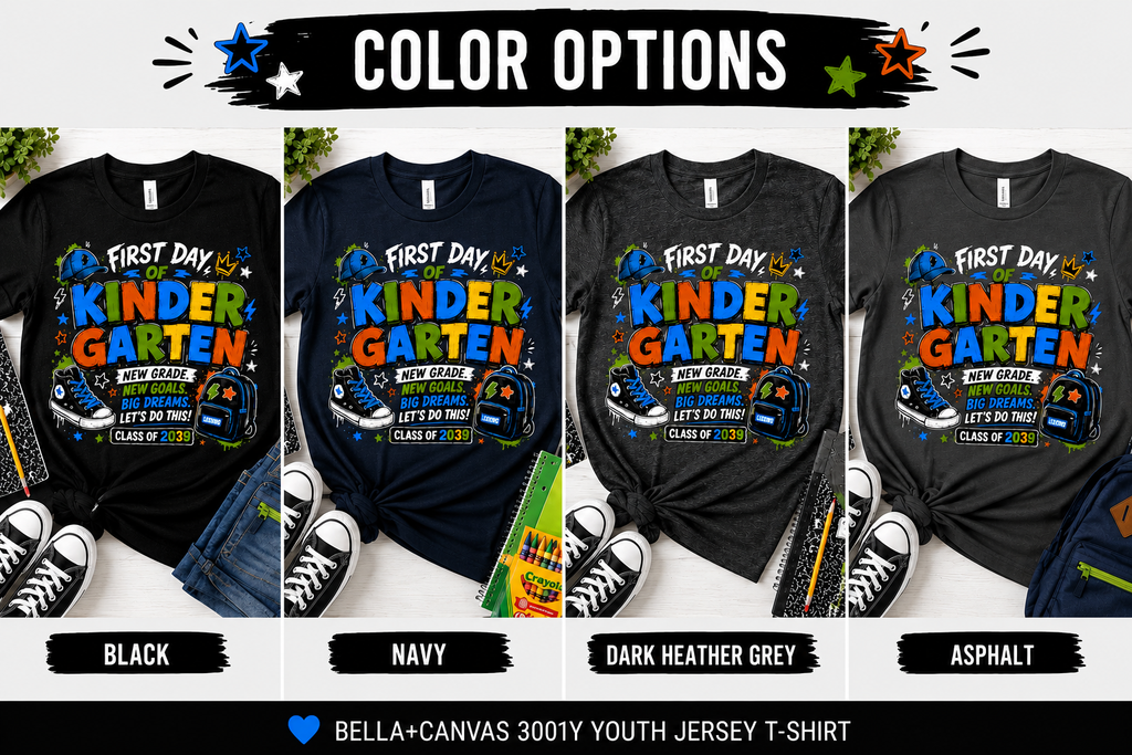 First Day of Kindergarten New Goals Big Dreams Class of 2039 kids back-to-school tee