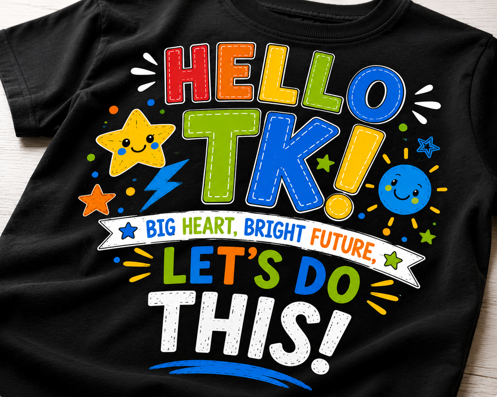 Hello TK first day of transitional kindergarten boys back-to-school tee
