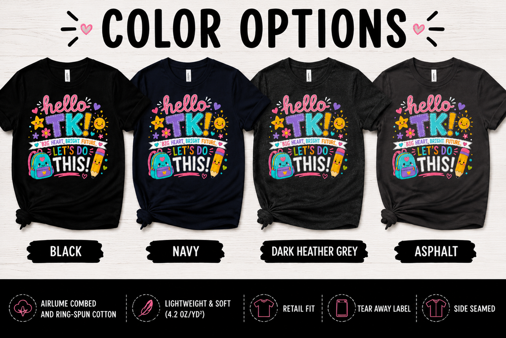 Hello TK first day of transitional kindergarten girls back-to-school tee
