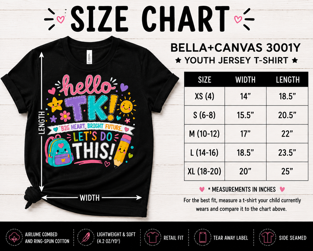 Hello TK first day of transitional kindergarten girls back-to-school tee