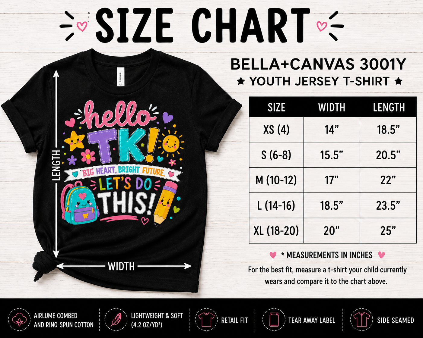 Hello TK first day of transitional kindergarten girls back-to-school tee