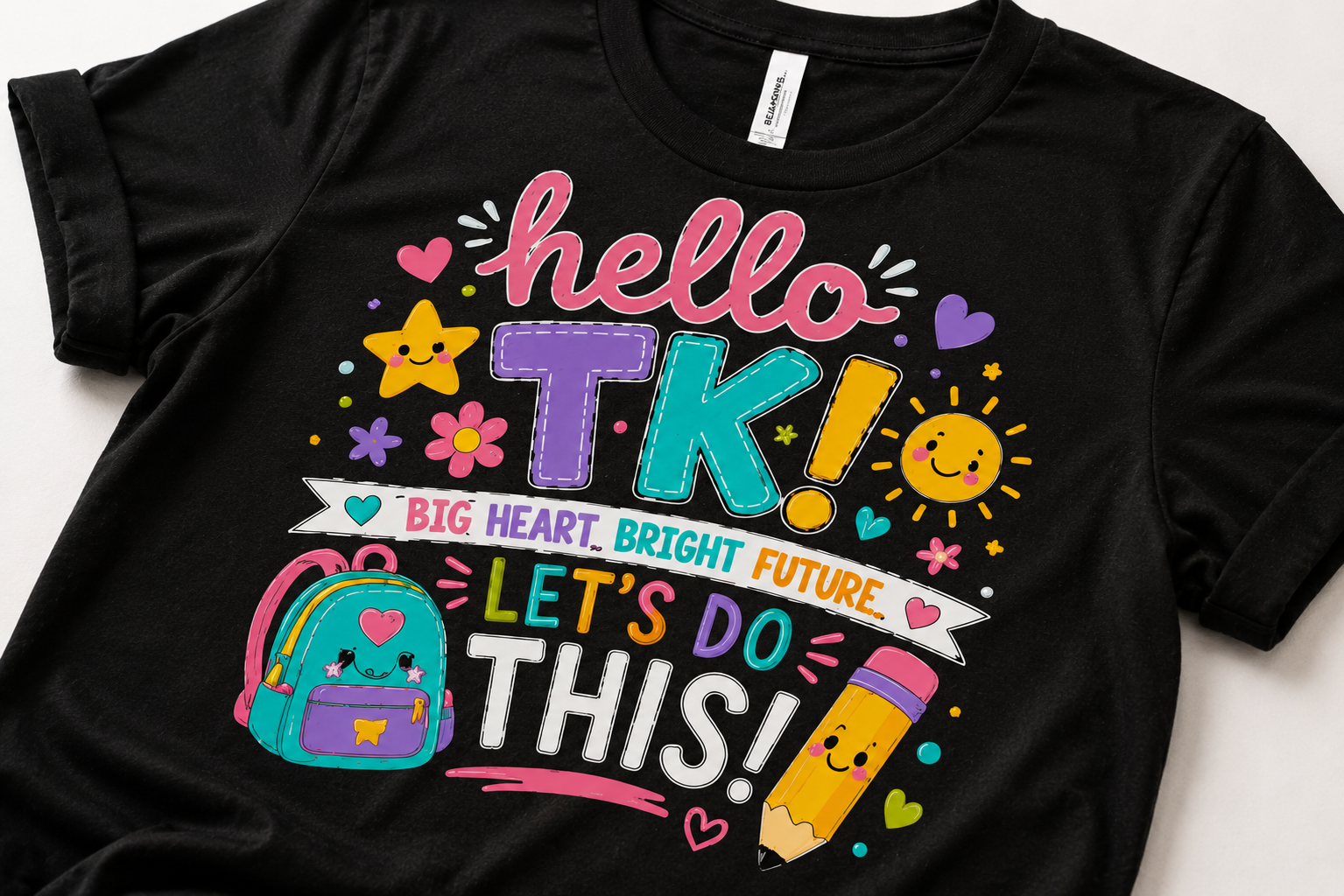 Hello TK first day of transitional kindergarten girls back-to-school tee