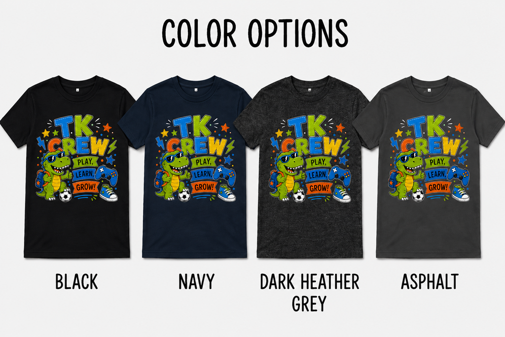 TK Crew first day of transitional kindergarten dinosaur kids back-to-school tee