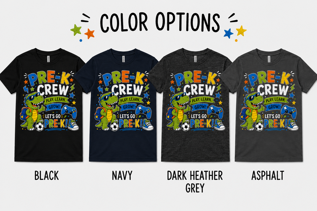 Pre-K Crew first day of pre-k preschool dinosaur kids back-to-school tee