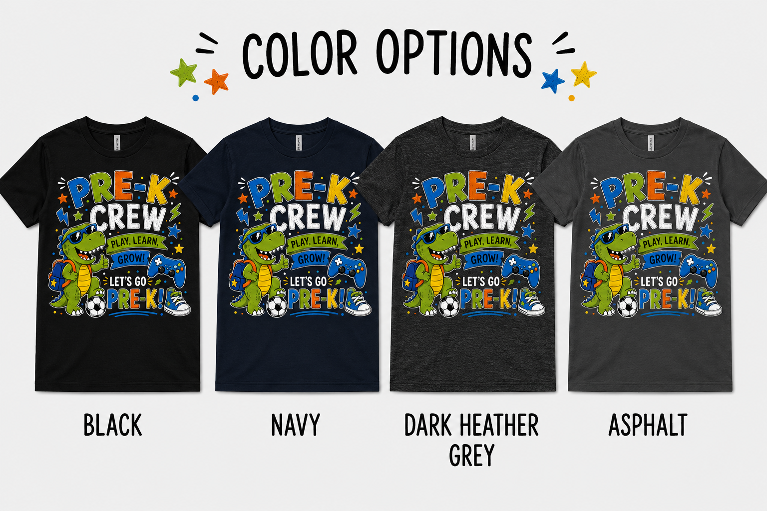Pre-K Crew first day of pre-k preschool dinosaur kids back-to-school tee