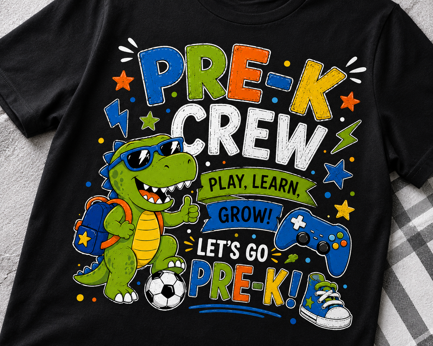 Pre-K Crew first day of pre-k preschool dinosaur kids back-to-school tee