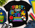 First Day of TK New Friends Big Dreams colorful Bella Canvas kids tee